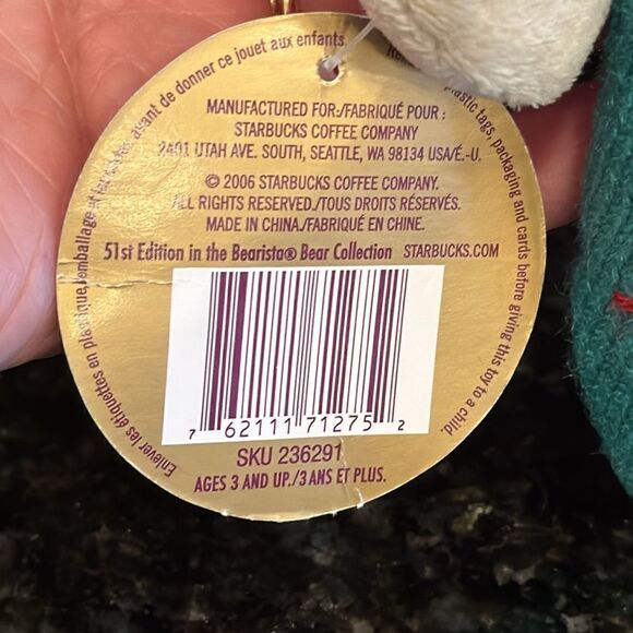 Starbucks Bearista Boy Bear Plush Winter 2006 51st Edition Red Puffy Jacket EUC - Picture 9 of 9